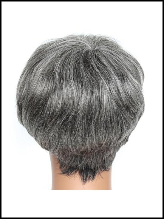 180% Density Brazilian Virgin Human Hair Short Pixie Wig with Bangs, Glueless,
